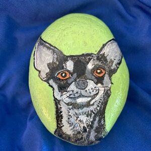 Hand-Painted chihuahua Dog Art Stone